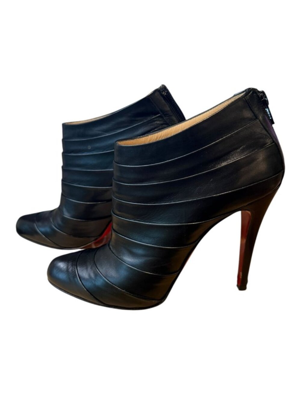 Christian Louboutin Orniron 100 Leather Ankle Bootie Heels Size 38